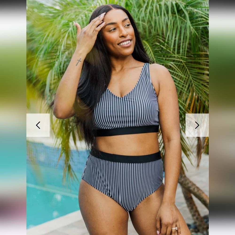 Pulse Boutique Striped Black and White Women's Swimwear